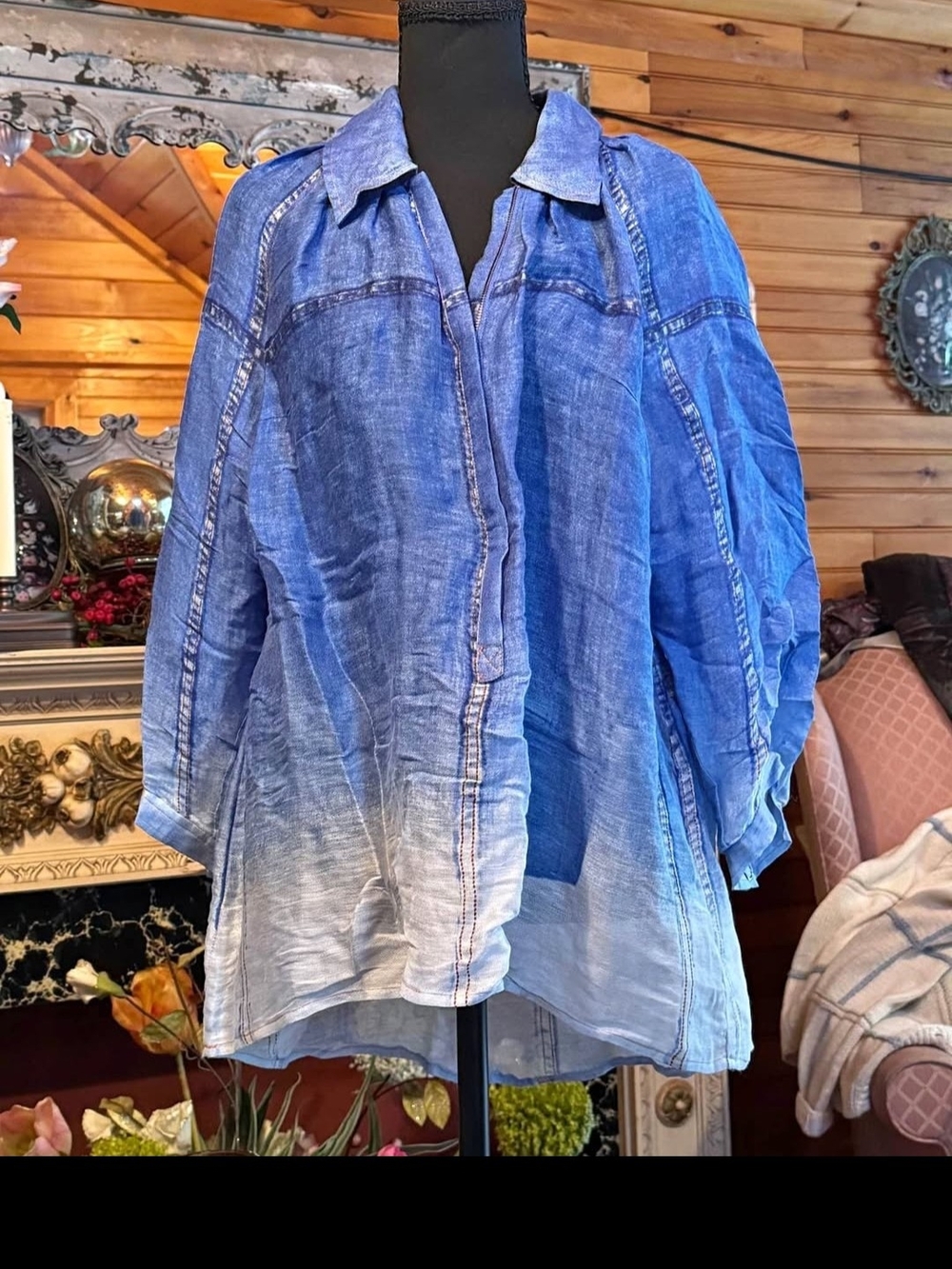 Plenty by Tracy Reese Blue Ombre Denim-Style Blouse